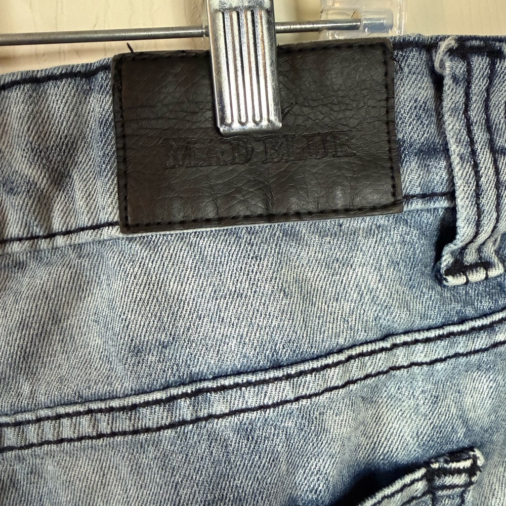 Mad Blue Distressed Denim Men’s Shorts Size 36 100% Cotton - Picture 9 of 12